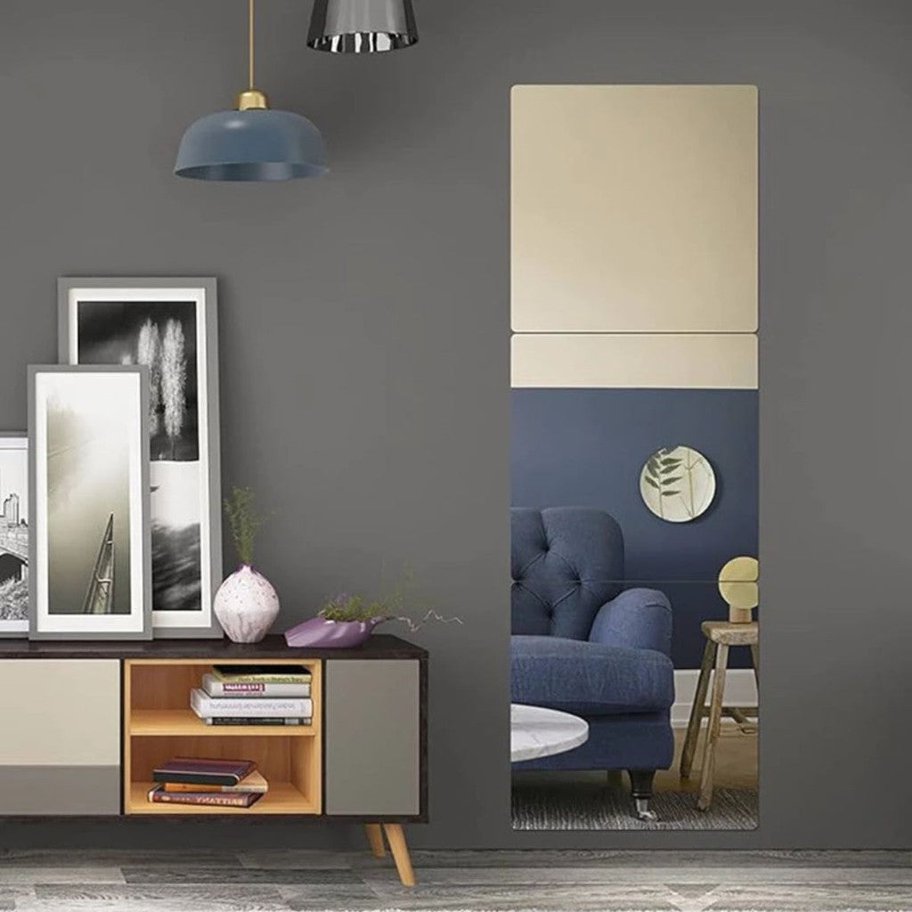 Espelho Adesivo Quadrado 30x30cm em Acrílico Flexível com Adesivo de Alta Fixação para Decoração de Paredes e Móveis