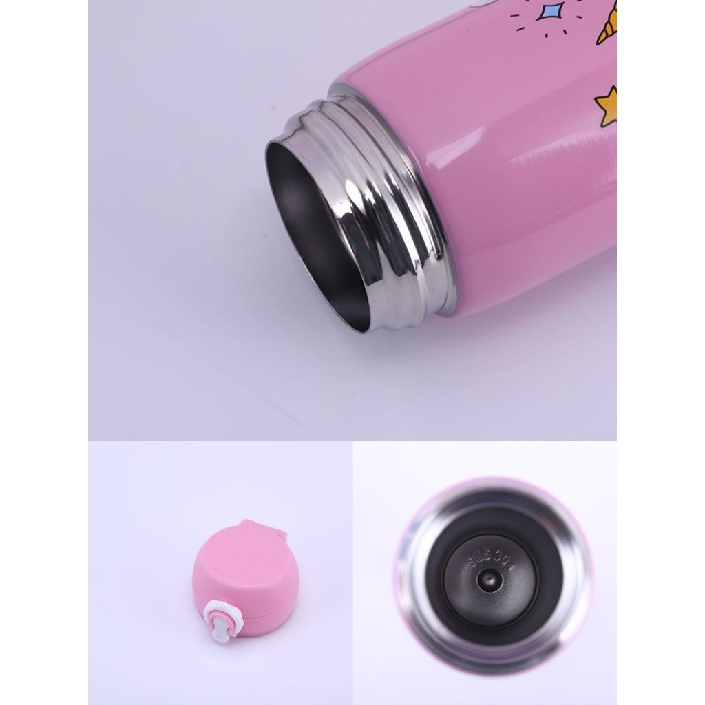 Garrafa de Unicórnio 500ml em Aço Inox 304 à Prova de Vazamento com Tampa Segura para Academia e Passeios