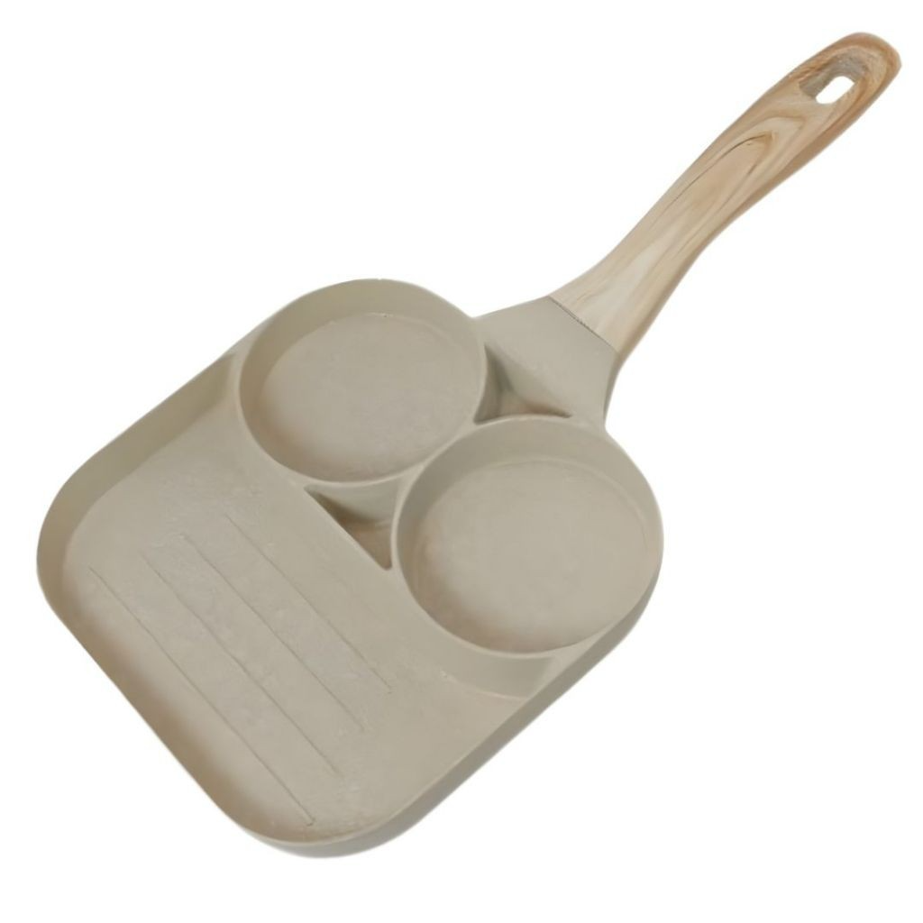 Frigideira Antiaderente com 3 Compartimentos + Kit de 5 Utensílios de Bambu - Uzy Shop