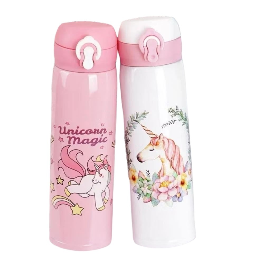 Garrafa de Unicórnio 500ml em Aço Inox 304 à Prova de Vazamento com Tampa Segura para Academia e Passeios