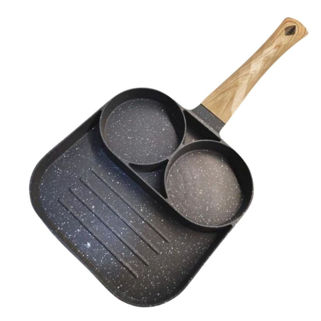 Frigideira Antiaderente 3 em 1 para Ovos, Hambúrguer e Panquecas 19cm Indução - Prática e Saudável - Uzy Shop