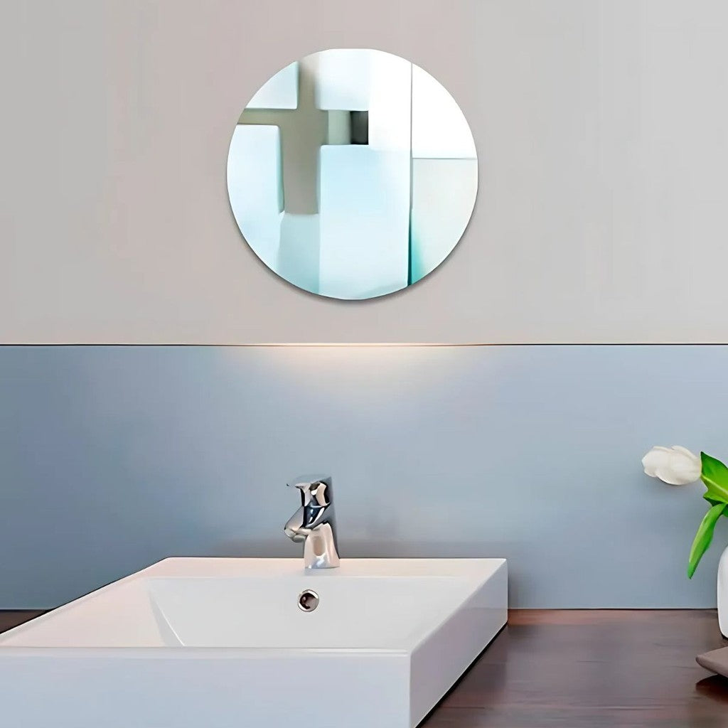 Espelho Adesivo Redondo 30x30cm em Acrílico Flexível com Adesivo de Alta Fixação para Decoração