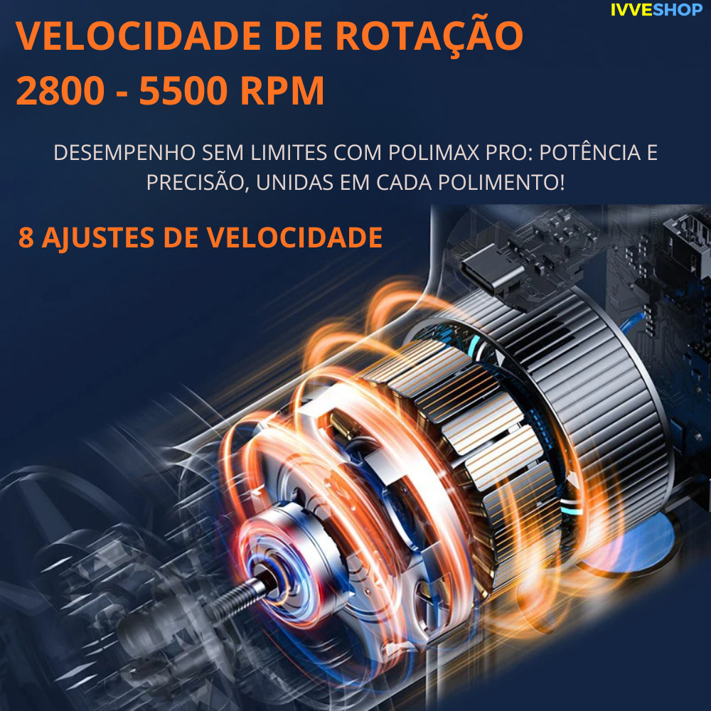 Lixadeira Polidora Portátil Sem Fio Polimax Pro 12V – Polimento Profissional em Suas Mãos - Uzy Shop