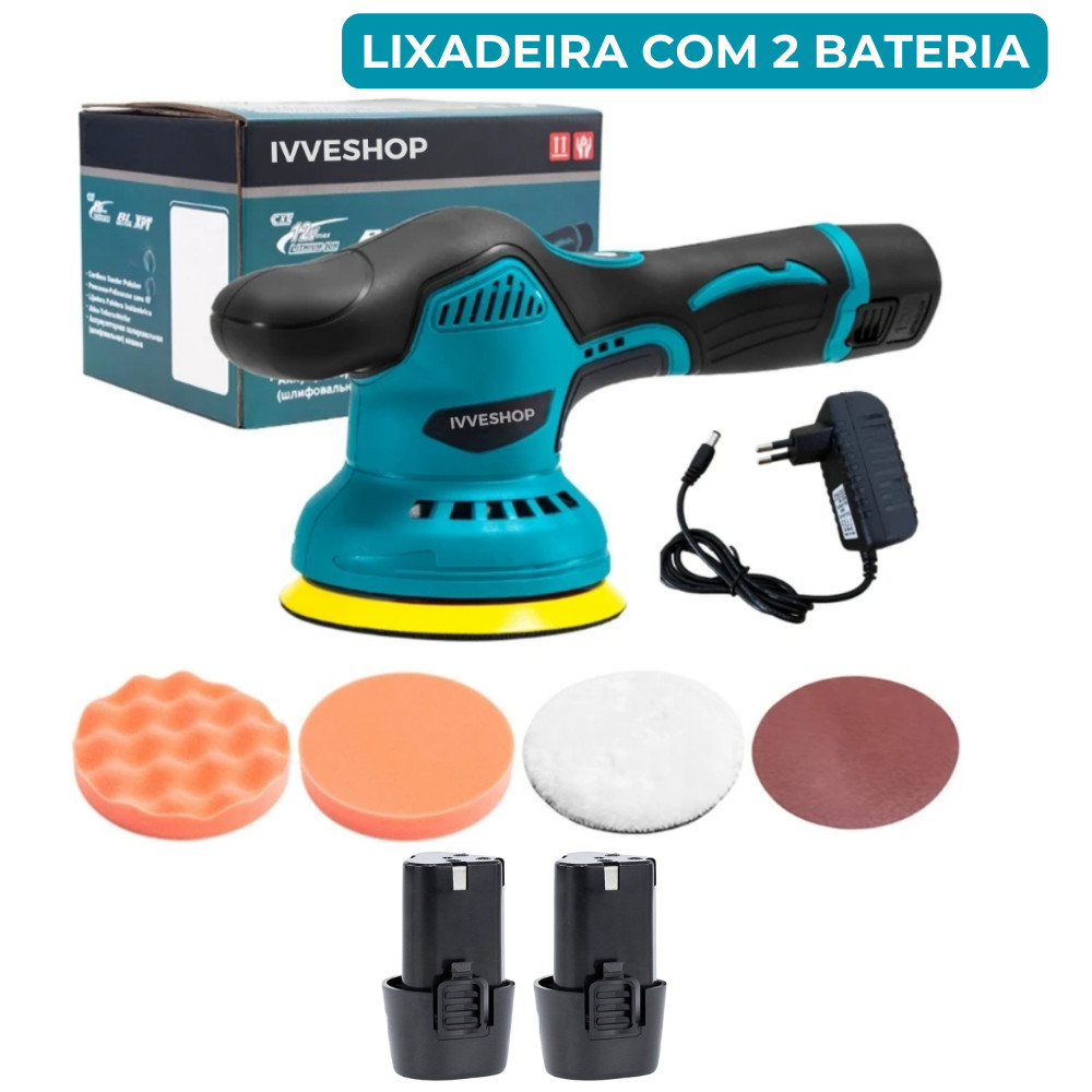 Lixadeira Polidora Portátil Sem Fio Polimax Pro 12V Bateria Extra – Polimento Profissional em Suas Mãos! - Uzy Shop
