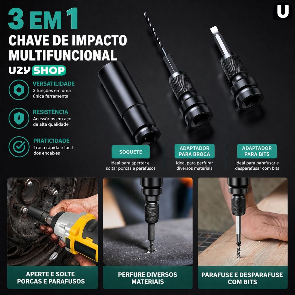 Chave de impacto 450nm Sem Fio com 2 baterias 21V sem escova e Maleta com 14 Acessórios Bivolt