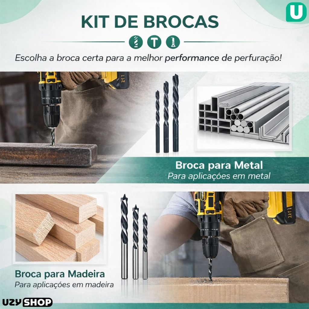 Parafusadeira Furadeira Elétrica 2 Baterias 21V Sem Fio 3 funções Maleta com 28 Acessórios Bivolt