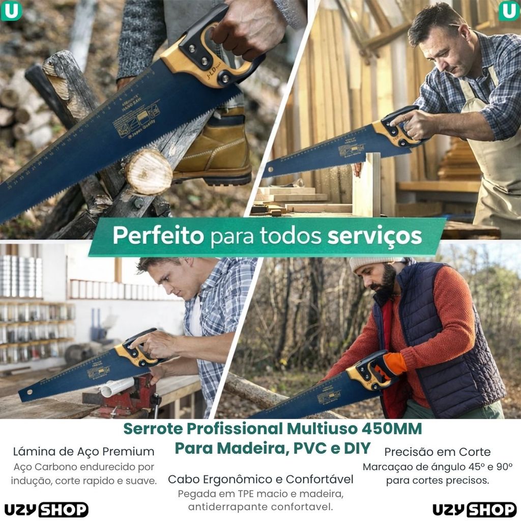 Serrote Profissional 18 Polegadads 450mm Corte Rápido Madeira PVC Gesso