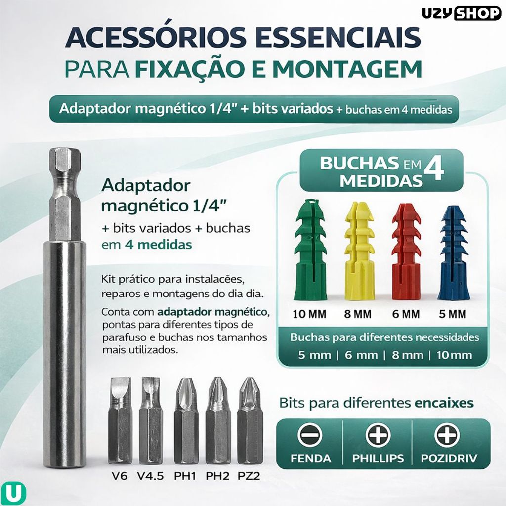 Jogo 300 Peças Brocas Bits Titanium Buchas Perfuração Profissional Durabilidade para Perfuração
