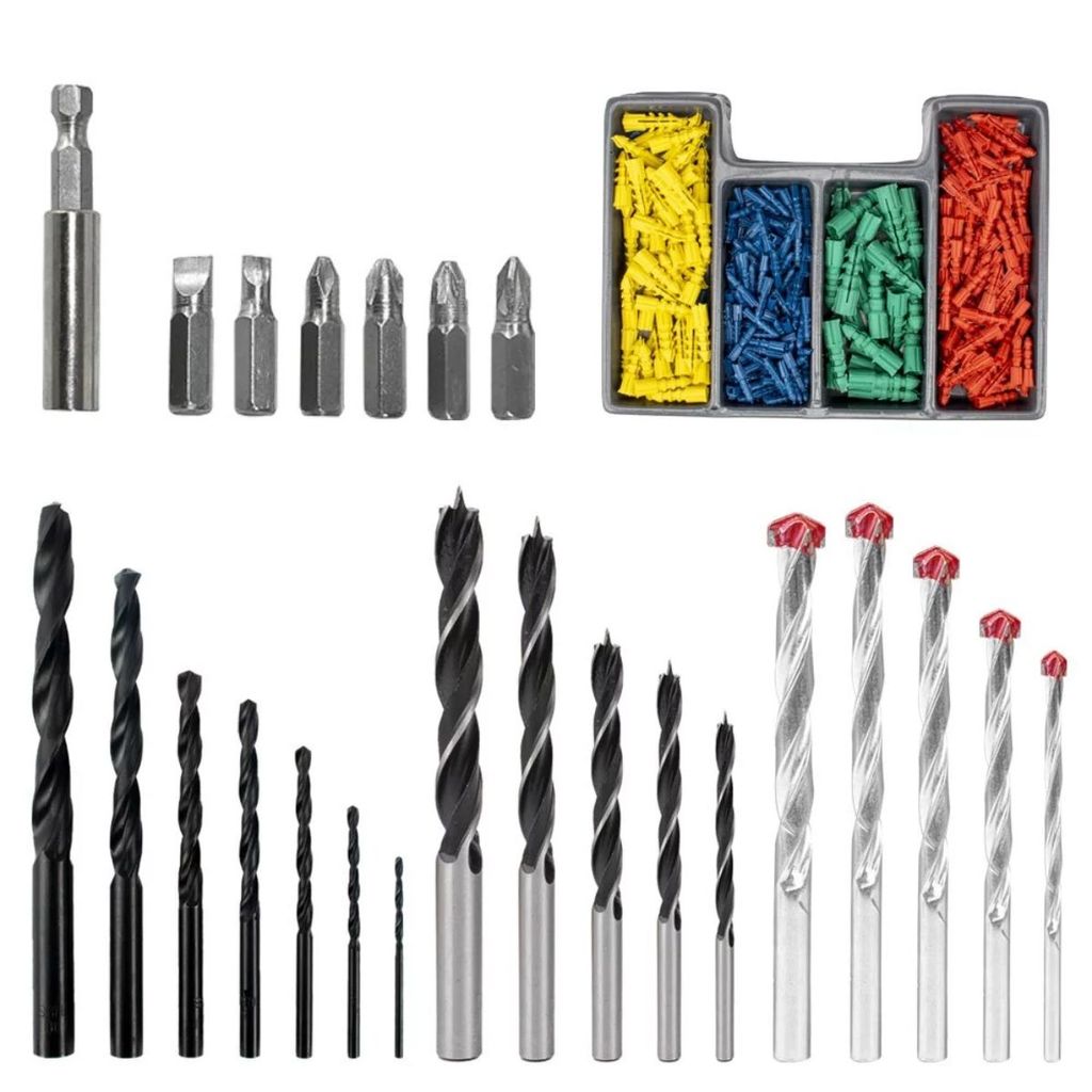 Jogo 300 Peças Brocas Bits Titanium Buchas Perfuração Profissional Durabilidade para Perfuração