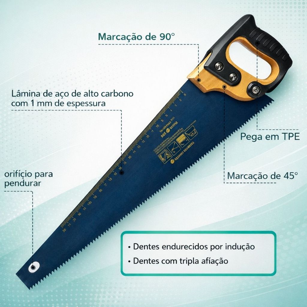 Serrote Profissional 18 Polegadads 450mm Corte Rápido Madeira PVC Gesso