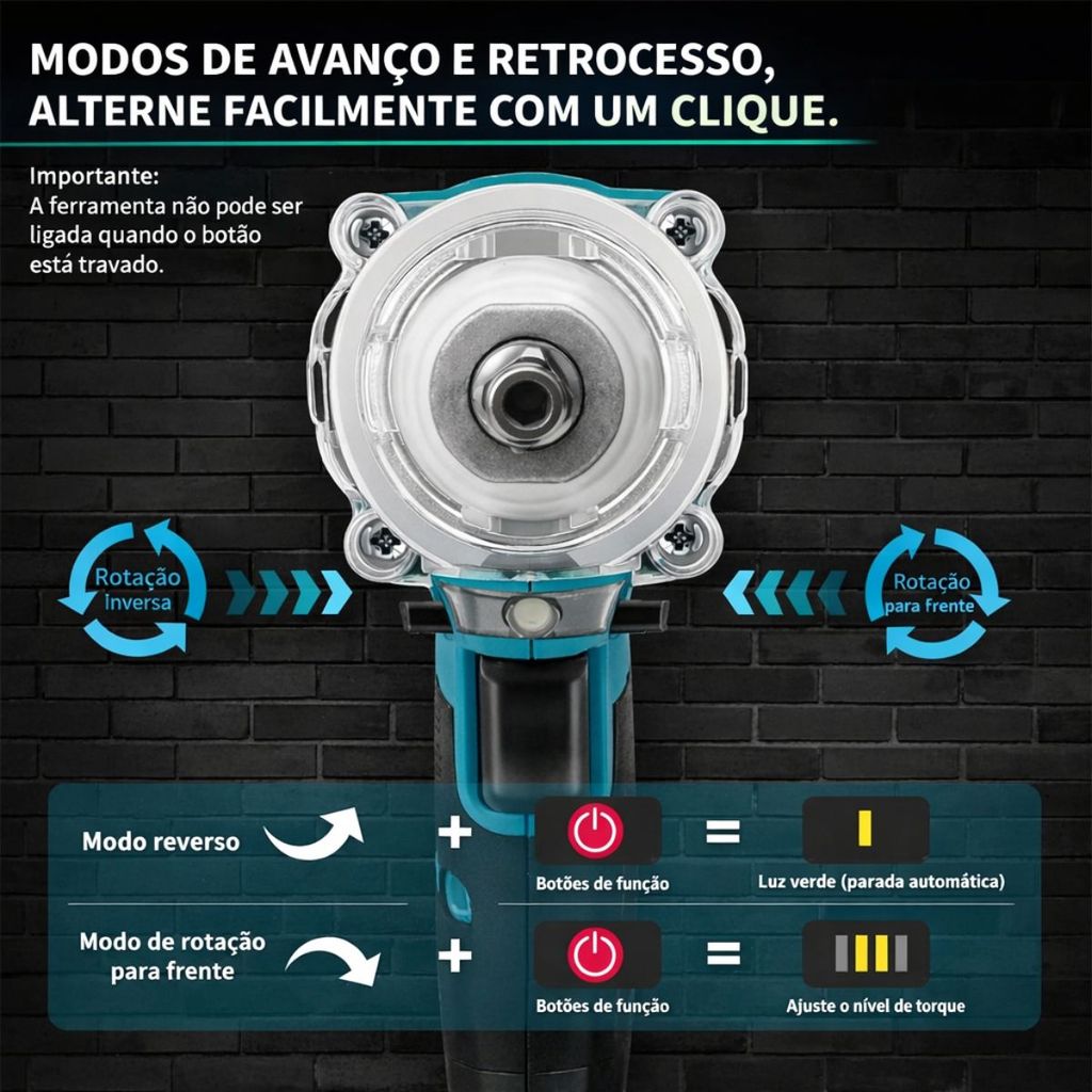 Chave de Impacto Sem Fio 450Nm Brushless 2 Baterias 88V Bivolt