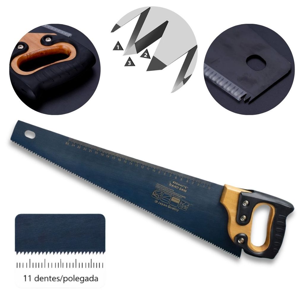 Serrote Profissional 18 Polegadads 450mm Corte Rápido Madeira PVC Gesso