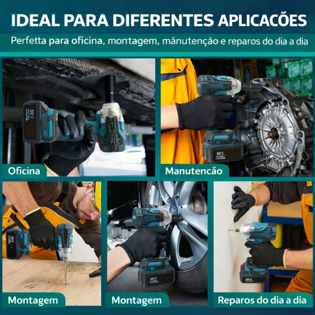 Chave de Impacto Sem Fio 450Nm Brushless 2 Baterias 88V Bivolt