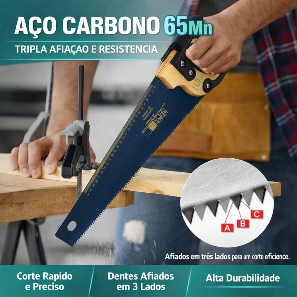 Serrote Profissional 18 Polegadads 450mm Corte Rápido Madeira PVC Gesso
