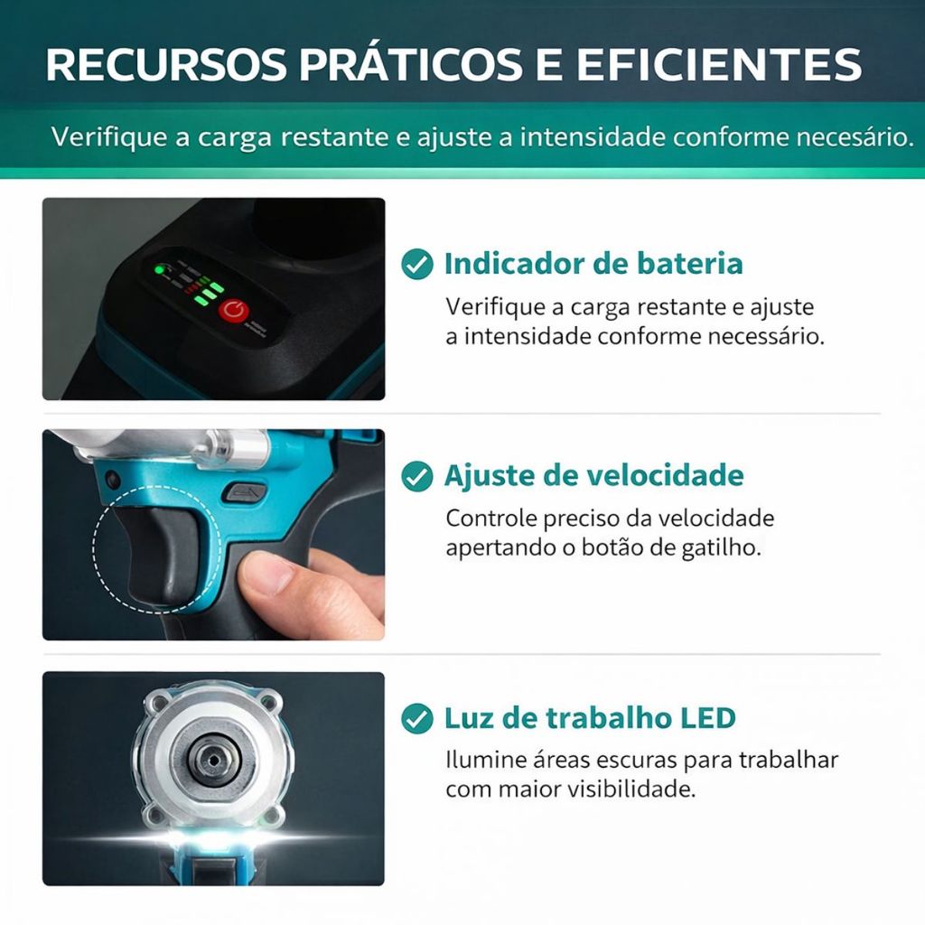 Chave de Impacto Sem Fio 450Nm Brushless 2 Baterias 88V Bivolt
