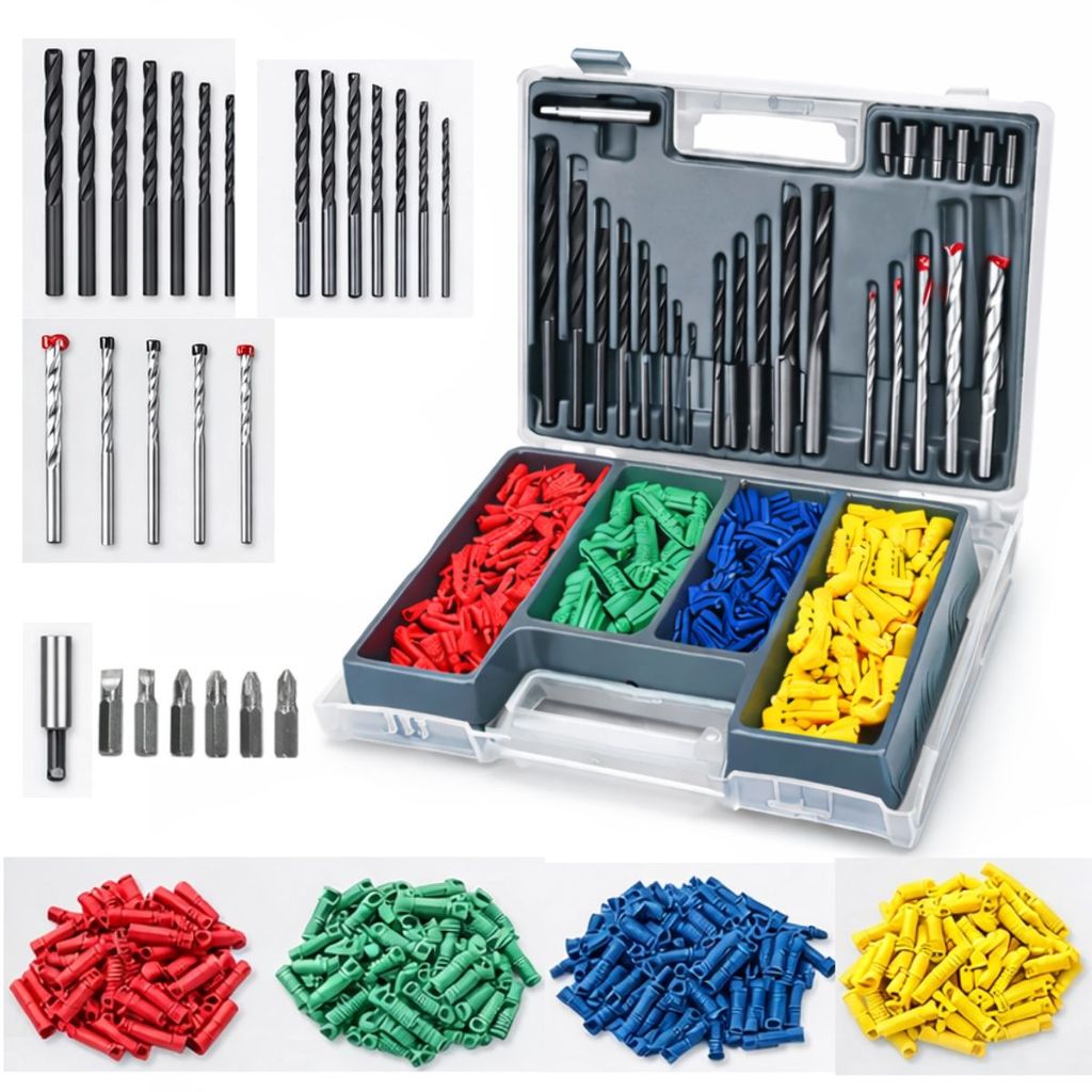 Jogo 300 Peças Brocas Bits Titanium Buchas Perfuração Profissional Durabilidade para Perfuração