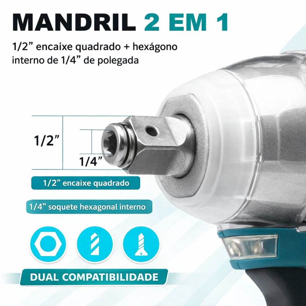 Chave de Impacto Sem Fio 450Nm Brushless 2 Baterias 88V Bivolt