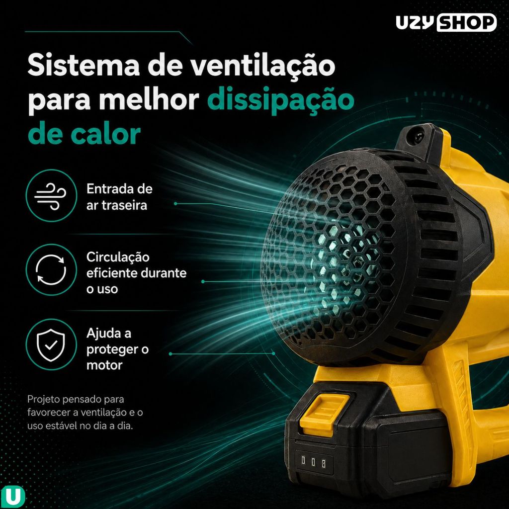 Soprador de Folhas a Bateria 88V Sem Fio com 2 Tubos Carregador Bivolt para Quintal e Garagem