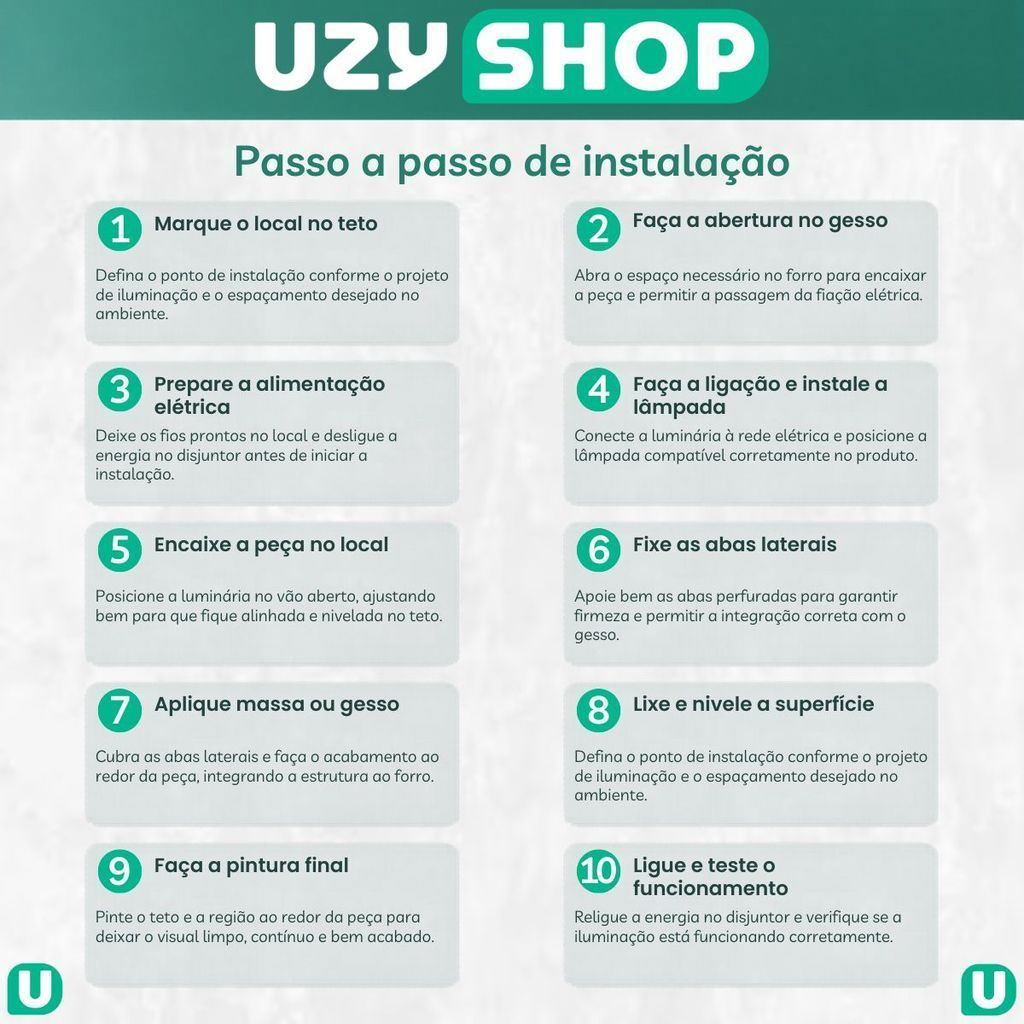 Kit 5 Spot de Embutir Gesso Invisível Quadrado 13x13cm No Trim E27 IP20 para Forro e Drywall