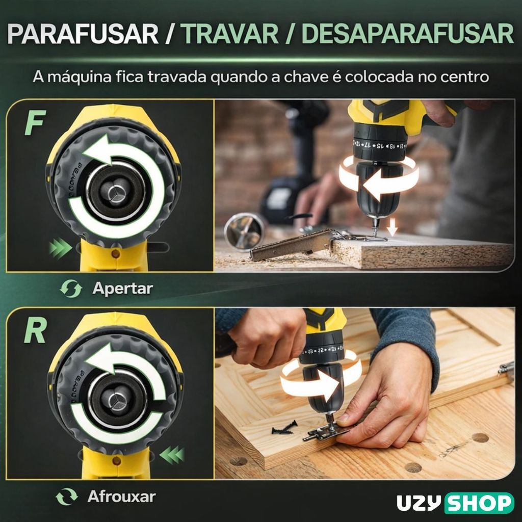 Parafusadeira Furadeira Elétrica Sem Fio 2 Baterias 21V Maleta Completa com 28 Acessórios Bivolt