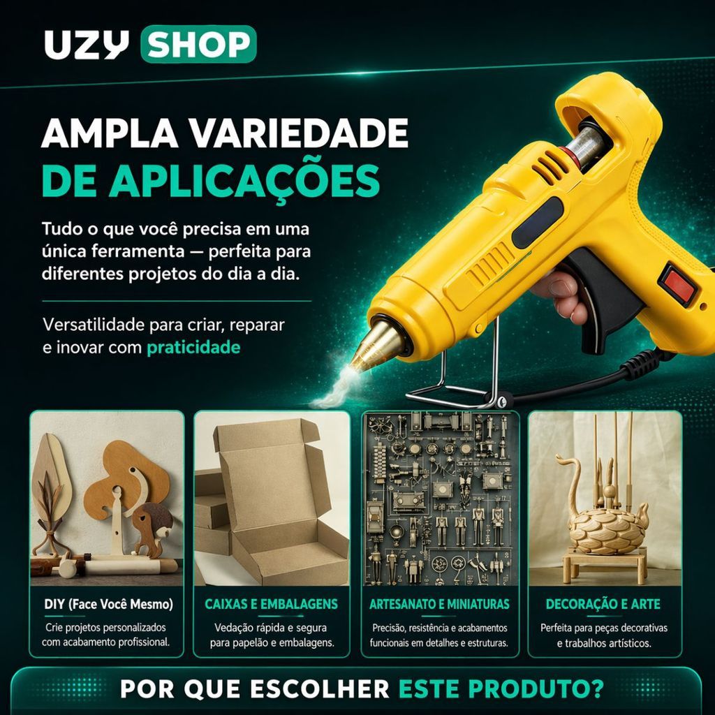Máquina Profissional Pistola de Cola Quente 120W + 10 Bastões Grossos 11mm Secagem Rápida