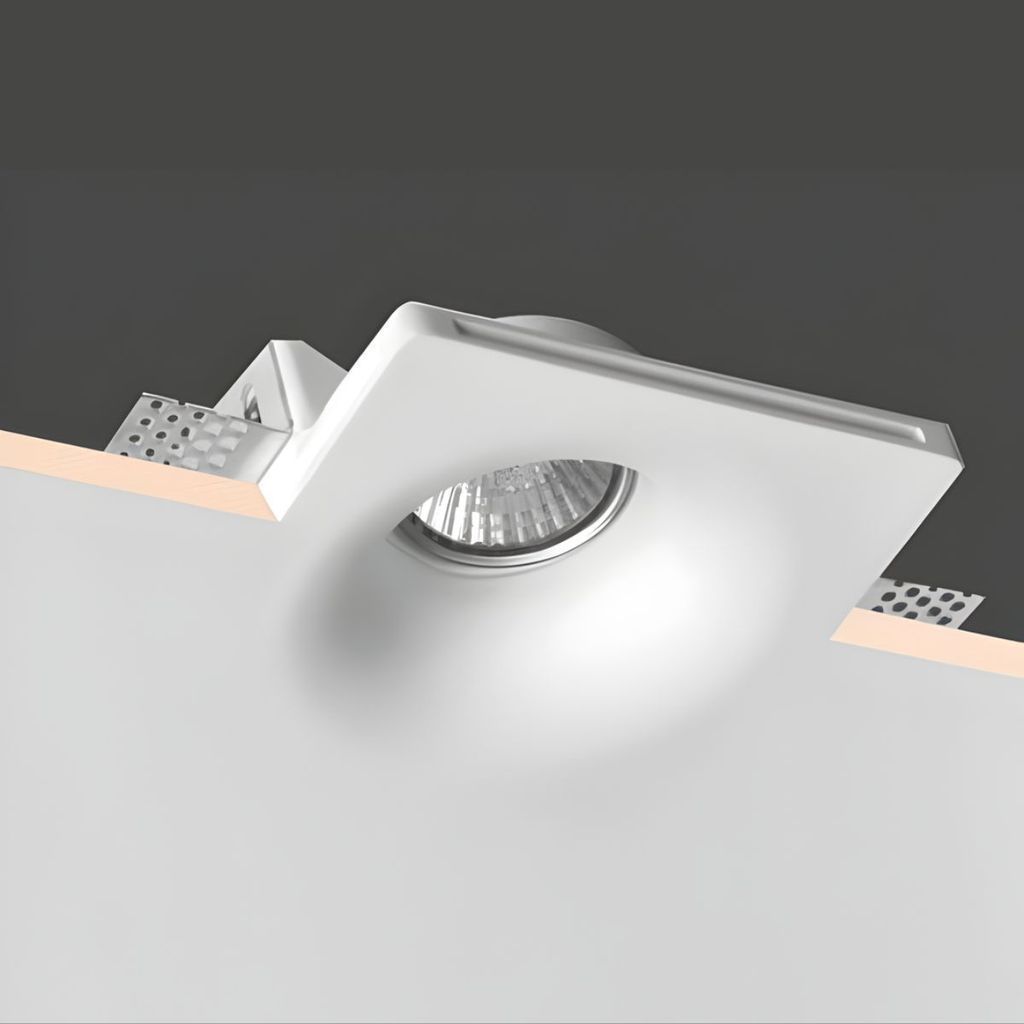Kit 10 Spot de Embutir Gesso Invisível Quadrado 13x13cm No Trim E27 IP20 para Forros e Drywall