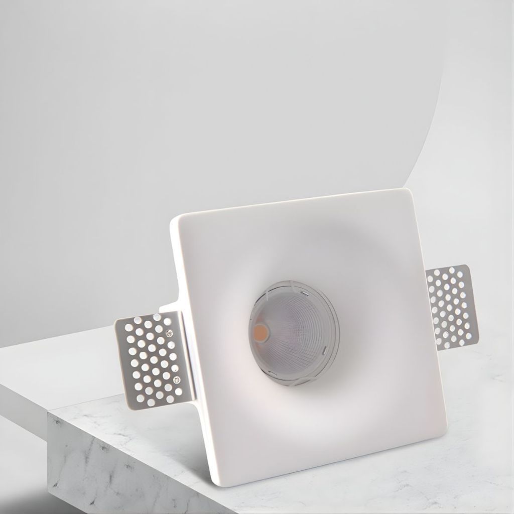 Kit 10 Spot de Embutir Gesso Invisível Quadrado 13x13cm No Trim E27 IP20 para Forros e Drywall