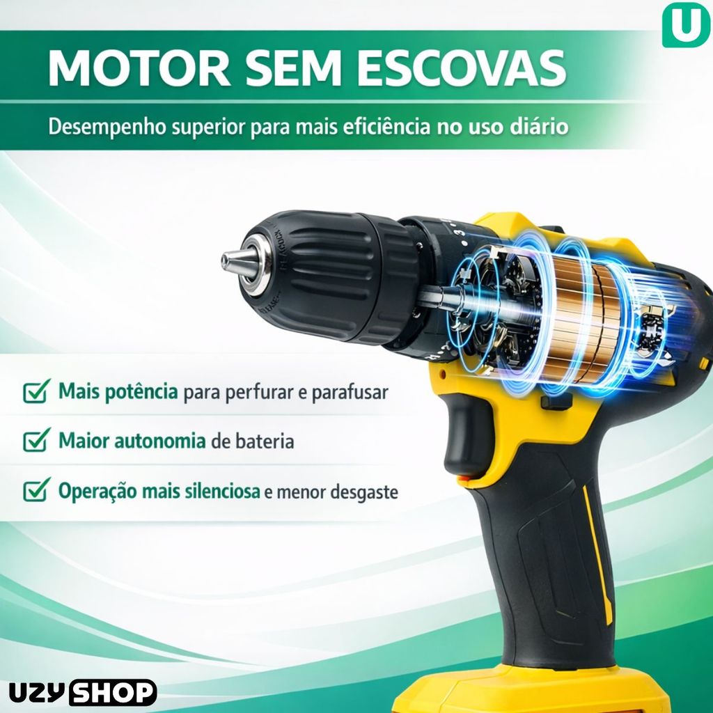 Parafusadeira Furadeira de Impacto Sem Fio 2 Baterias 12V Mandril 10mm Maleta com 28pcs Bivolt