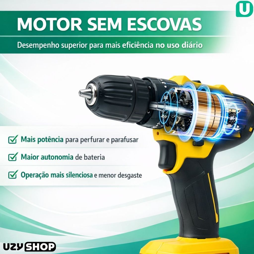 Parafusadeira Furadeira Elétrica Sem Fio 2 Baterias 21V Maleta Completa com 28 Acessórios Bivolt
