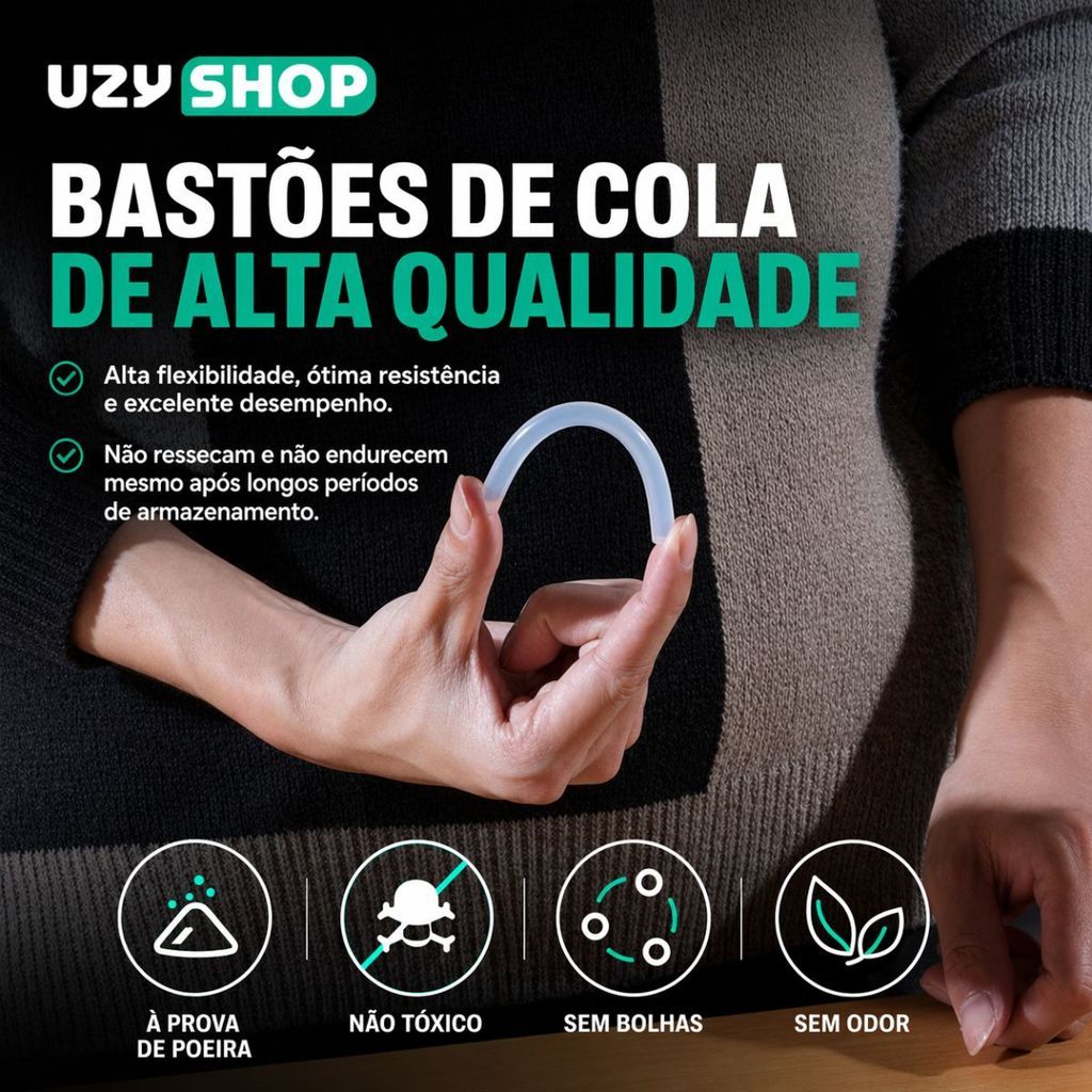 Máquina Profissional Pistola de Cola Quente 120W + 10 Bastões Grossos 11mm Secagem Rápida