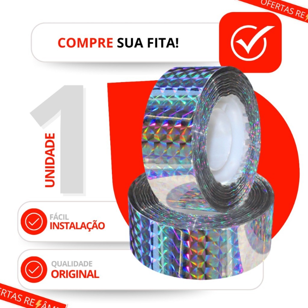 Fita Espanta Pombos Aves 45m Refletiva Sonora Proteção Jardim Telhado Humanitária Sem Danos - Uzy Shop