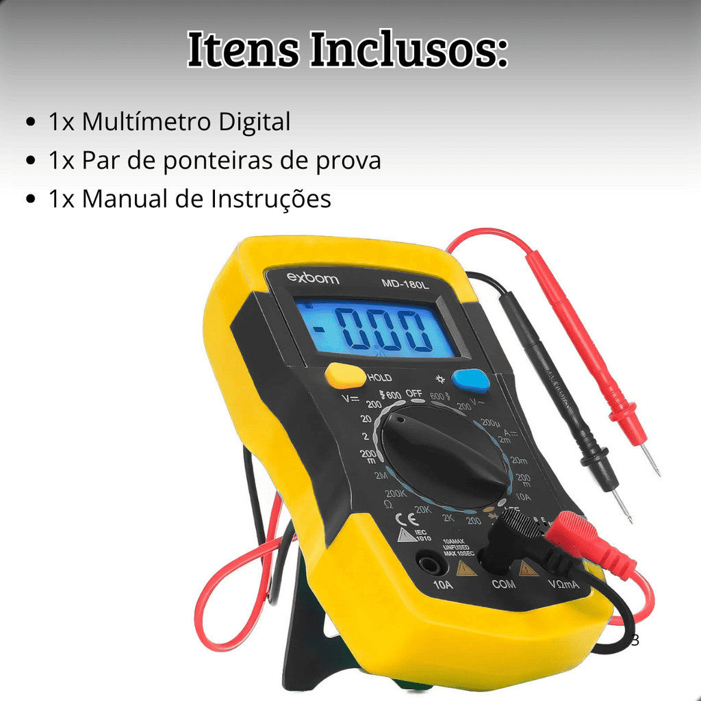 Kit Detecção Teste Medição Elétrica 4 Ferramentas Profissionais Multímetro Voltímetro Completo