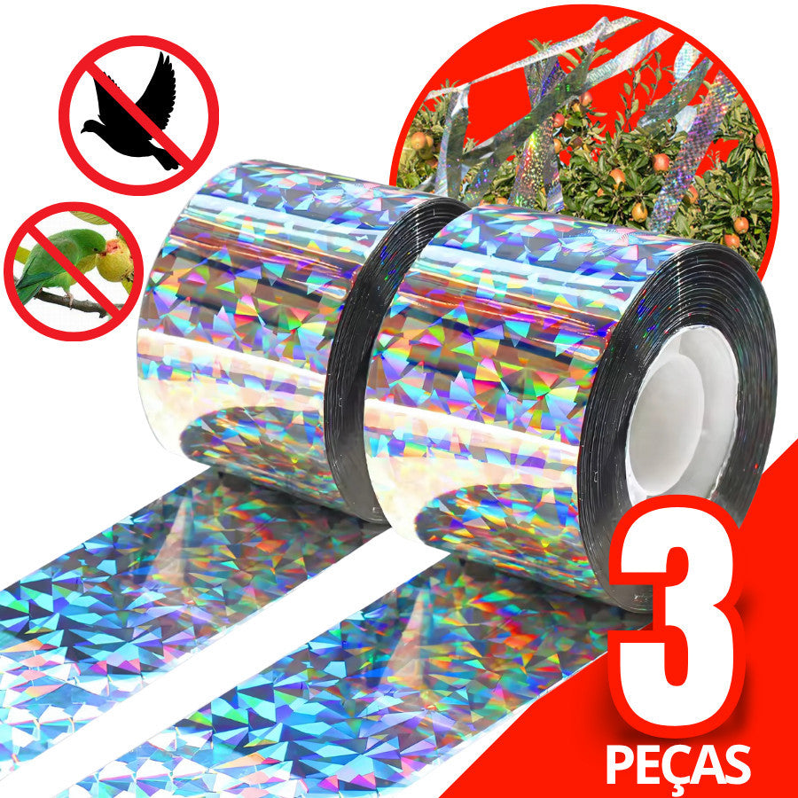 Fita Espanta Pombos Aves 45m Refletiva Sonora Proteção Jardim Telhado Humanitária Sem Danos - Uzy Shop