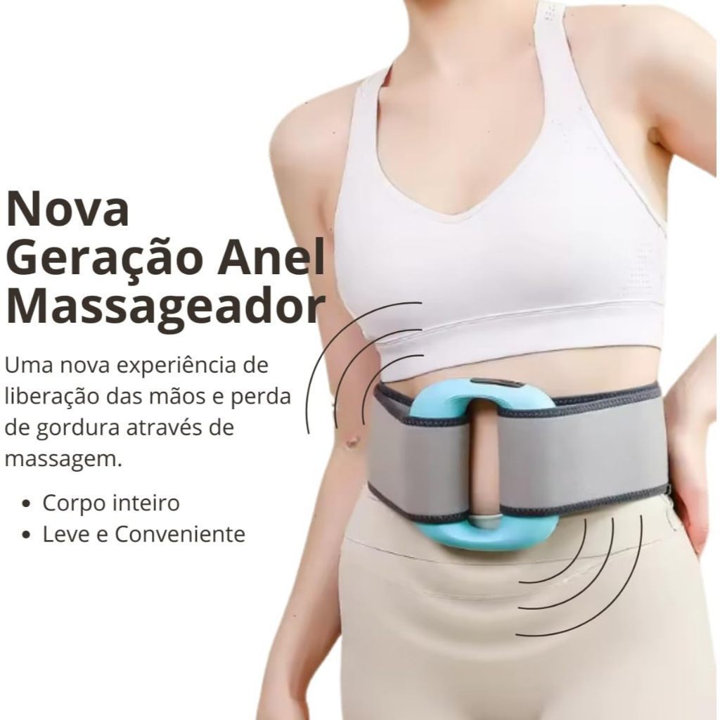 Massageador Elétrico Anel 8 Níveis Vibração Queima Caloria Cintura Abdômen Glúteos Recuperação Pós