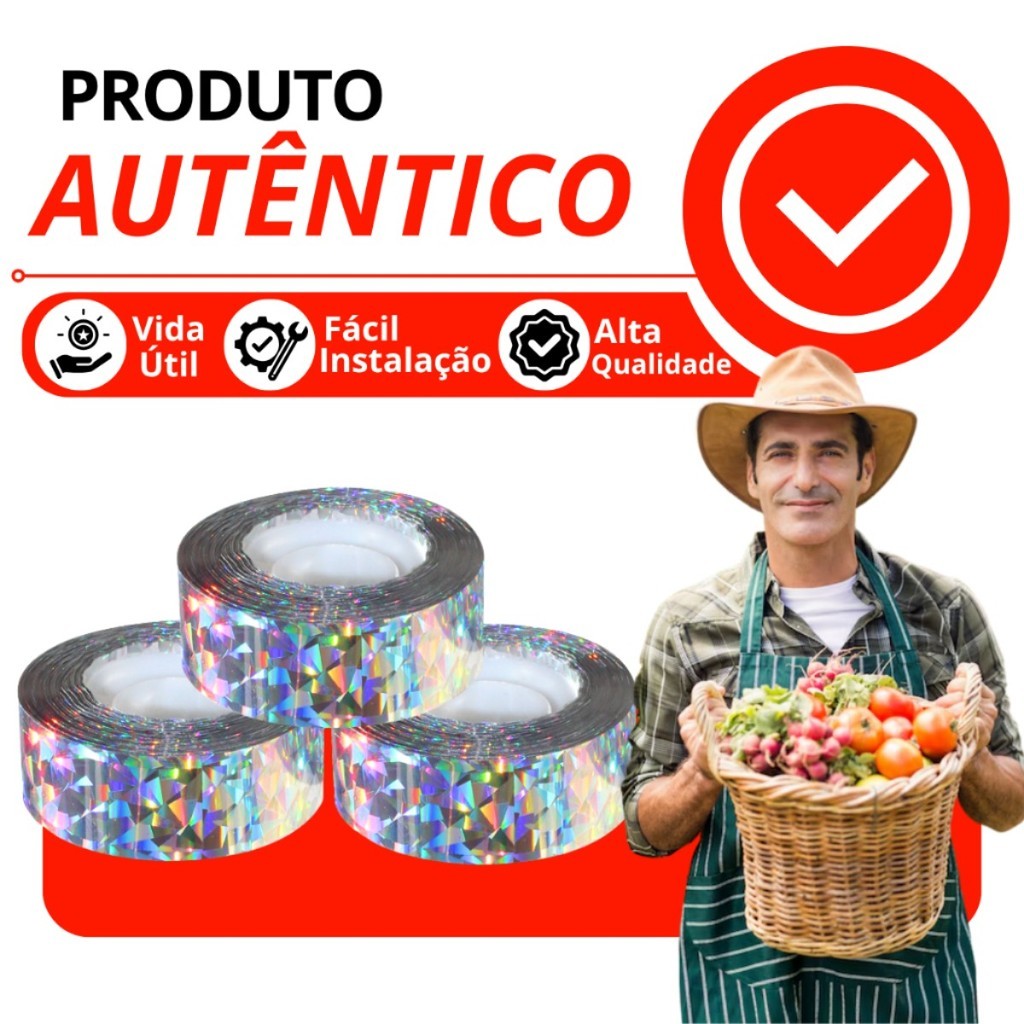 Fita Espanta Pombos Aves 45m Refletiva Sonora Proteção Jardim Telhado Humanitária Sem Danos - Uzy Shop
