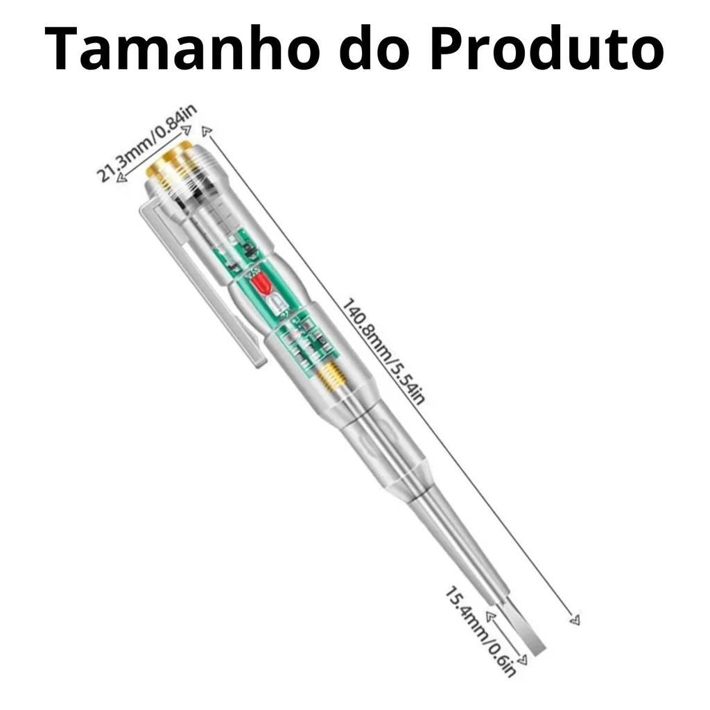 Caneta Detectora Tensão Luz LED Digital 2 em 1 Chave Fenda Testador Seguro Para Eletricistas