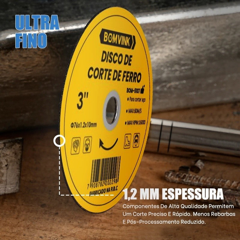 Kit 20 Discos Corte Ferro 76mm Super Estoque Economia Máxima Serralherias Oficinas Profissional