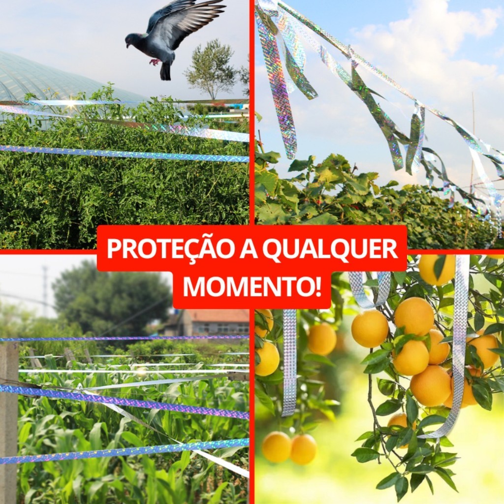 Fita Espanta Pombos Aves 45m Refletiva Sonora Proteção Jardim Telhado Humanitária Sem Danos - Uzy Shop