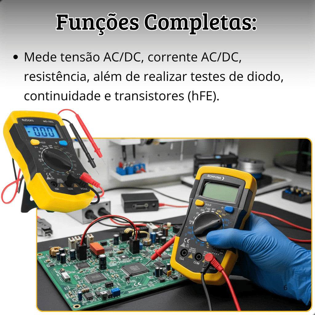 Kit Detecção Teste Medição Elétrica 4 Ferramentas Profissionais Multímetro Voltímetro Completo