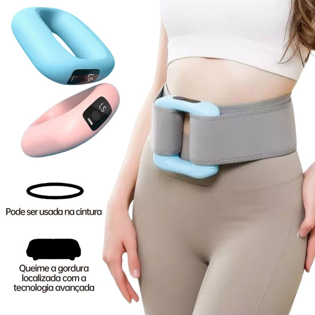 Massageador Elétrico Anel 8 Níveis Vibração Queima Caloria Cintura Abdômen Glúteos Recuperação Pós