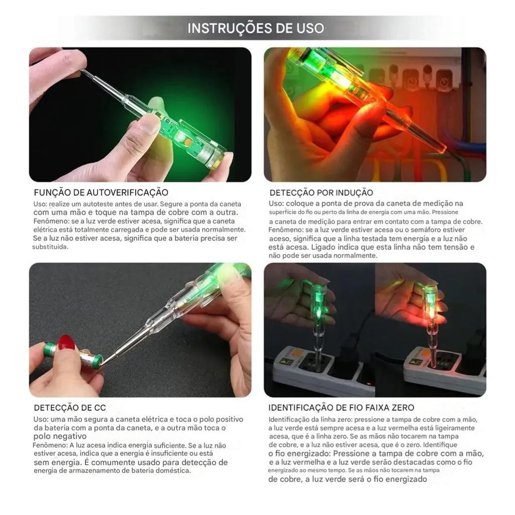 Caneta Detectora Tensão Luz LED Digital 2 em 1 Chave Fenda Testador Seguro Para Eletricistas