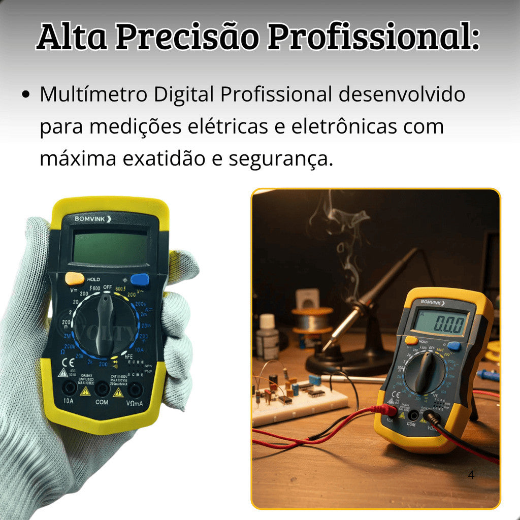 Kit Detecção Teste Medição Elétrica 4 Ferramentas Profissionais Multímetro Voltímetro Completo