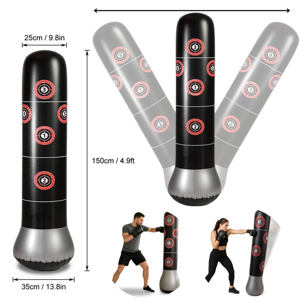 Saco de Pancadas Inflável 1,50m – PVC Reforçado com Alvos Numerados