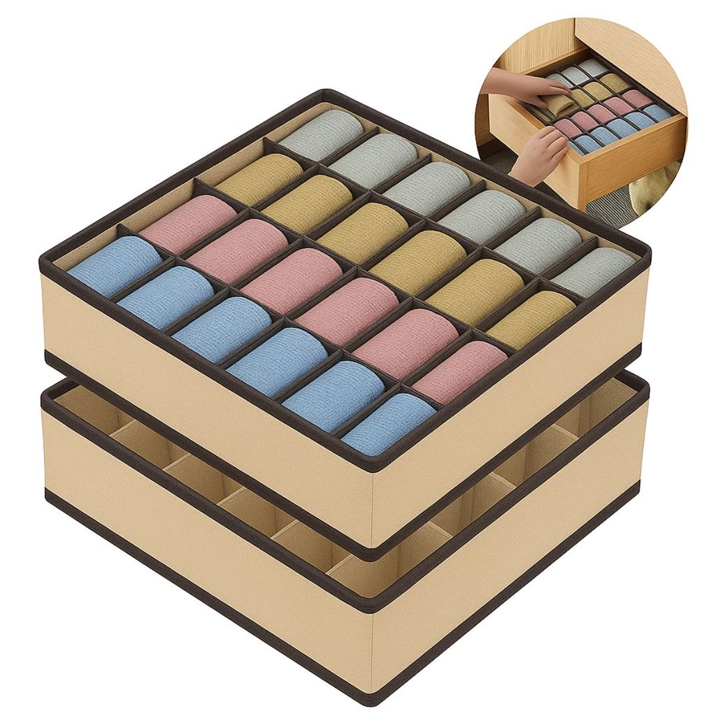 Organizador Gaveta 24 Nichos Colmeia Dobrável Armazenamento Roupa Lingerie Sutiã Cueca e Acessórios