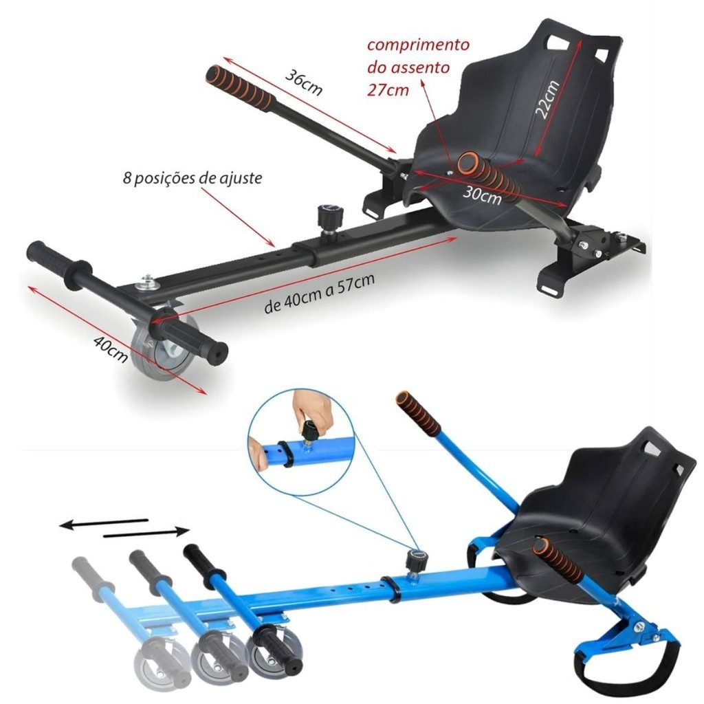 Hoverkart Universal para Hoverboard com Assento e Encosto de Pés Ajustável