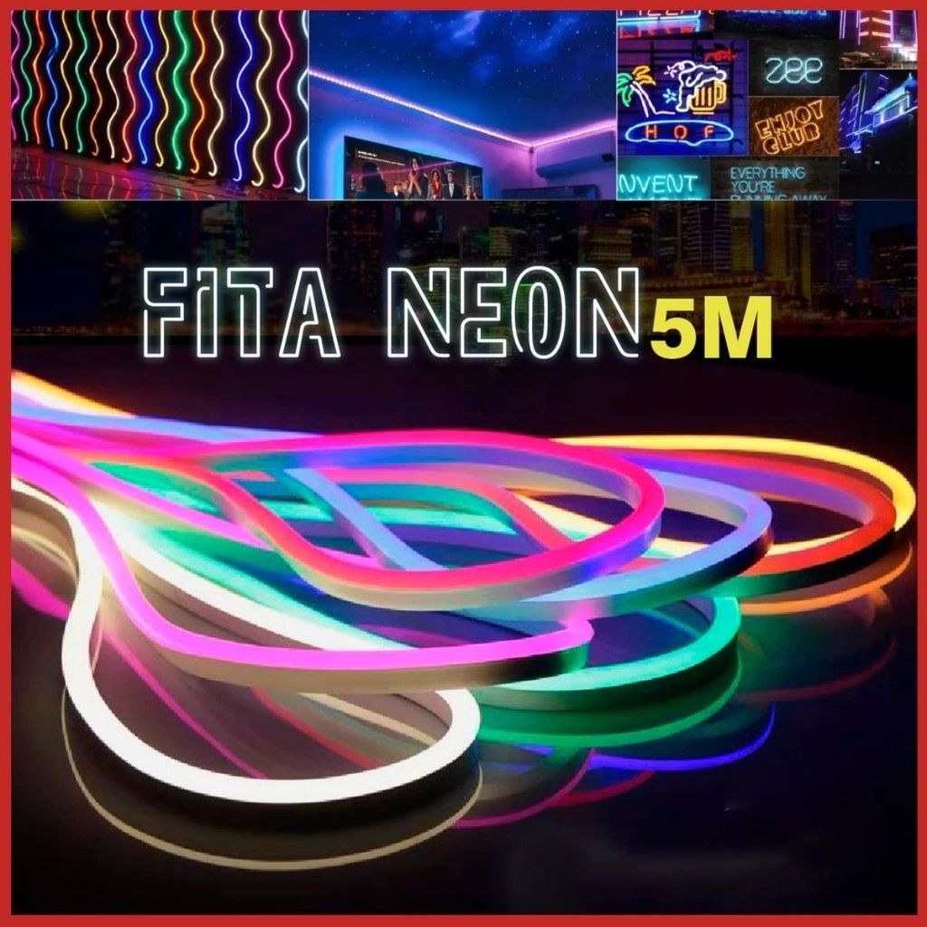 Fita de Led Mangueira Neon 5 Metros 22W Alto Brilho Flexivel 12V Siliconada IP65 Sem Fonte