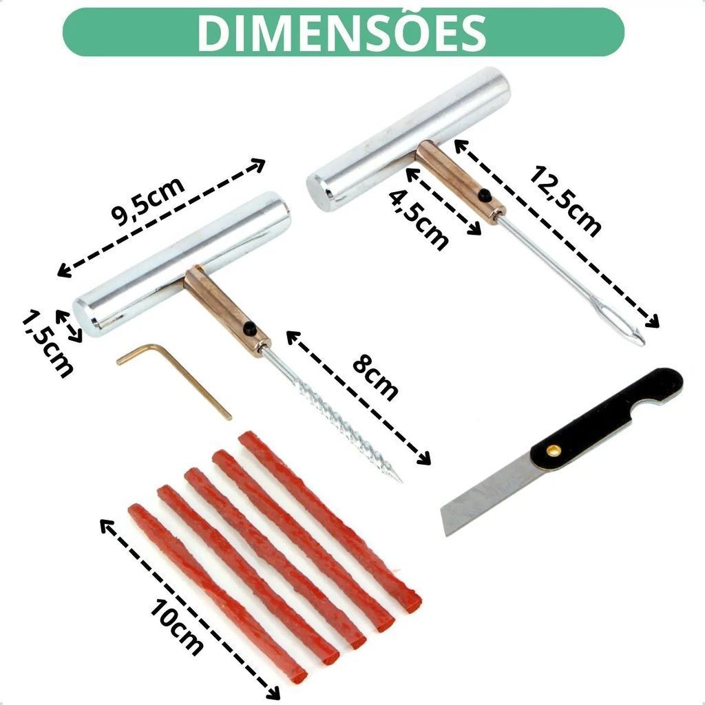 Kit Completo Remendo Pneu Acessórios Compressor USB-C 25L/min Lanterna Bateria