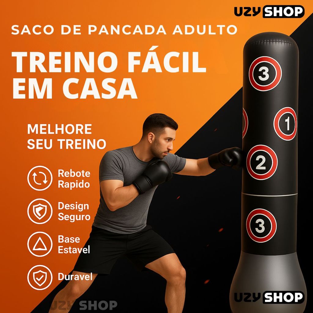 Saco de Pancadas Inflável 1,50m – PVC Reforçado com Alvos Numerados