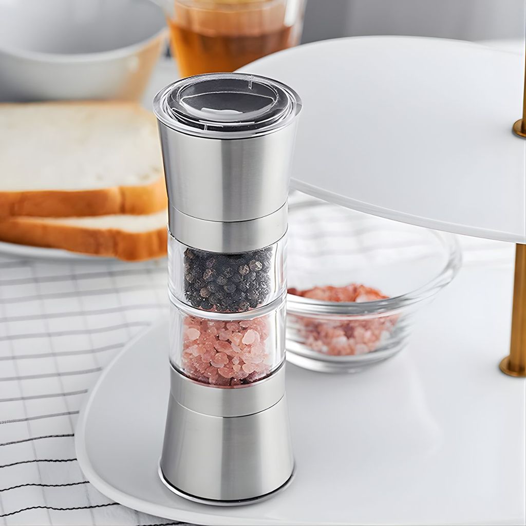 Moedor de Sal e Pimenta 2 em 1 – Aço Inox 304 com Mós Cerâmicas Ajustáveis
