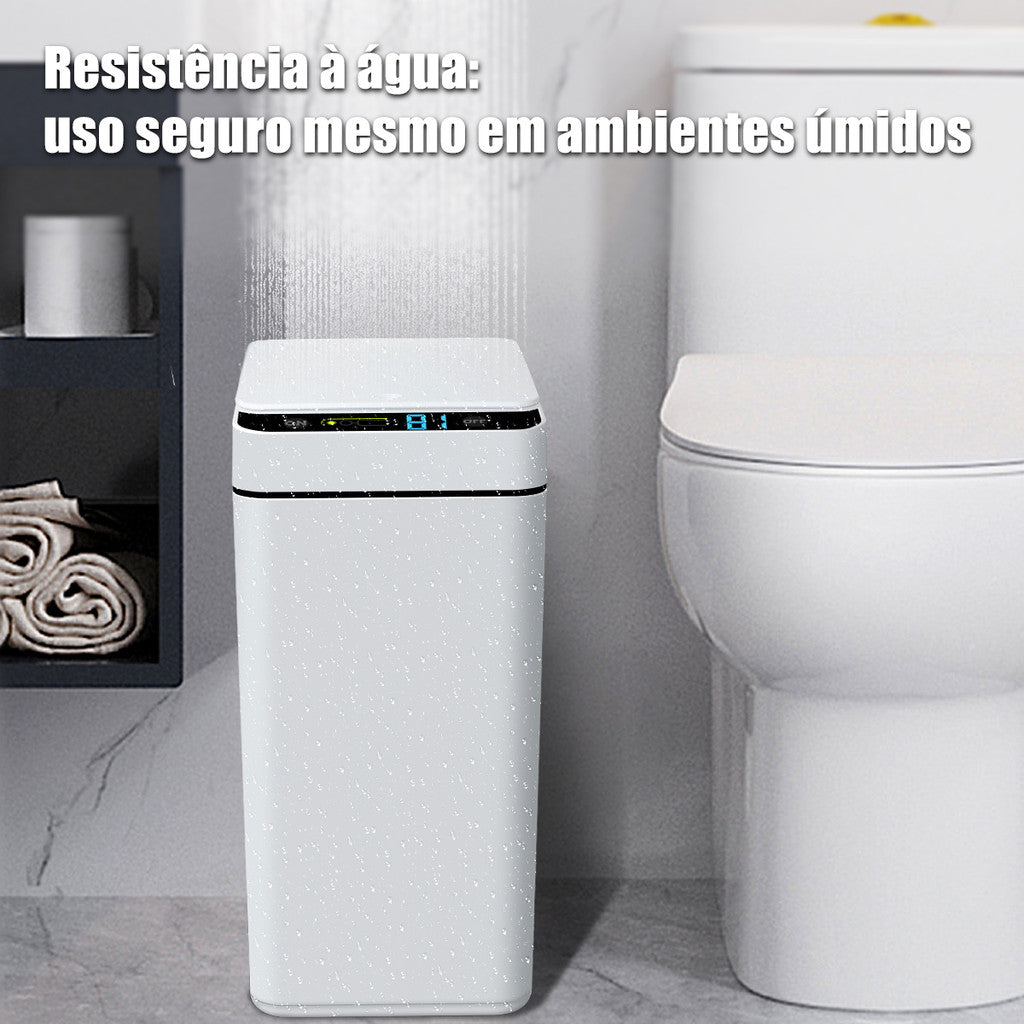 Lixeira Inteligente com Sensor Automático 12L – Abertura Sem Toque, 3 Modos e Exibição de Bateria